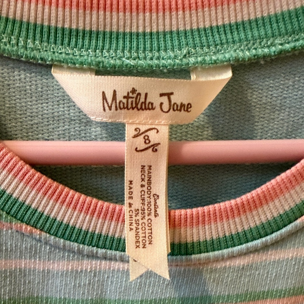 Matilda Jane Aqua Striped and Polka Dot Dress - Picture 2 of 5